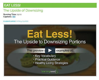 Eat Less Portion Control Video on DVD Nutrition Education DVD - Nutrition Education Store