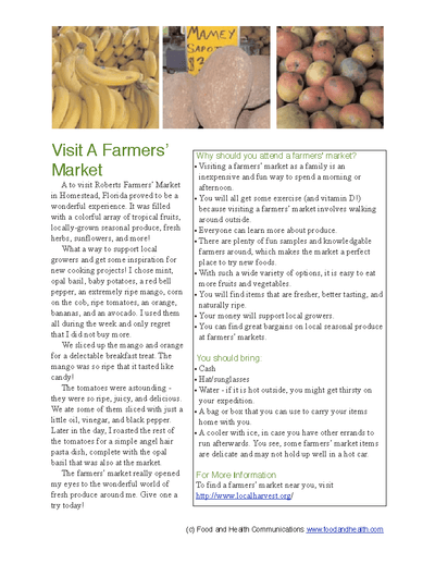 Enjoy Your Farmer's Market Poster Handouts Download PDF - Nutrition Education Store