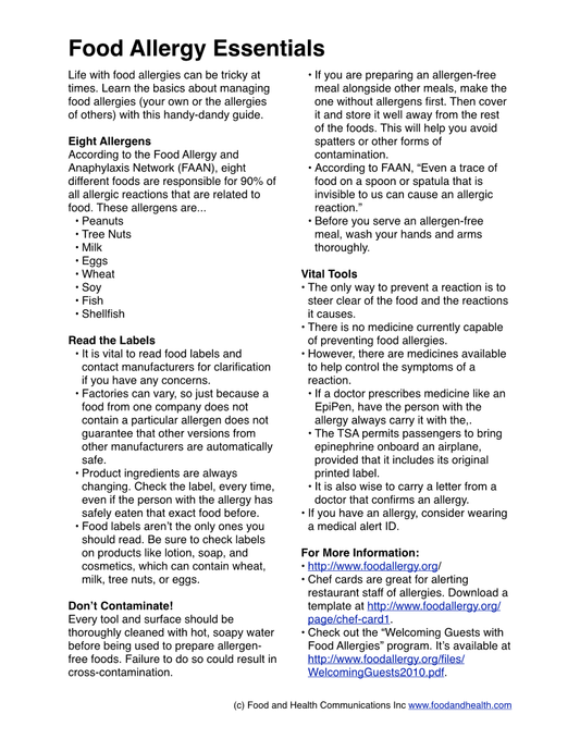 Exam Room Food Allergy Poster 12x18 - Nutrition Education Store