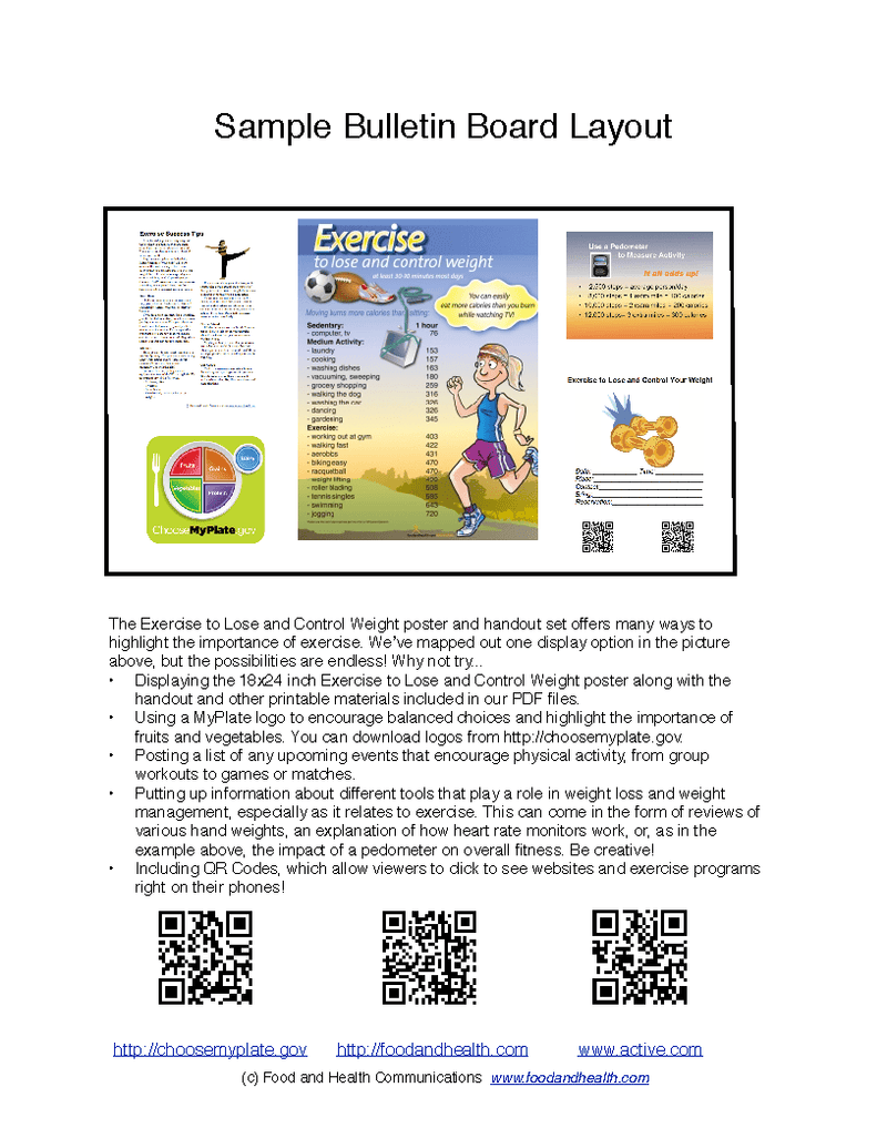 Exercise to Lose and Control Weight Poster Handouts Download PDF - Nutrition Education Store