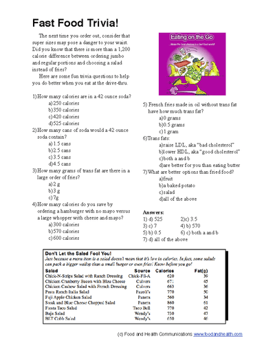 Fast Food Alternatives Poster Handouts Download PDF - Nutrition Education Store