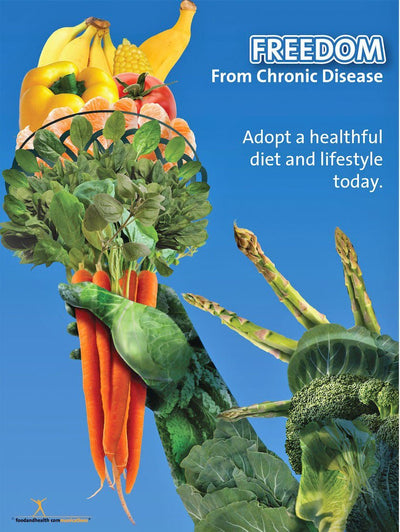 Freedom From Chronic Disease Poster Fruit and Vegetable Promotion With Statue of Liberty - Nutrition Education Store