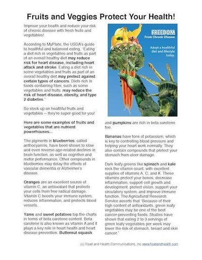 Freedom From Chronic Disease Poster Fruit and Vegetable Promotion With Statue of Liberty Poster Handouts Download PDF - Nutrition Education Store