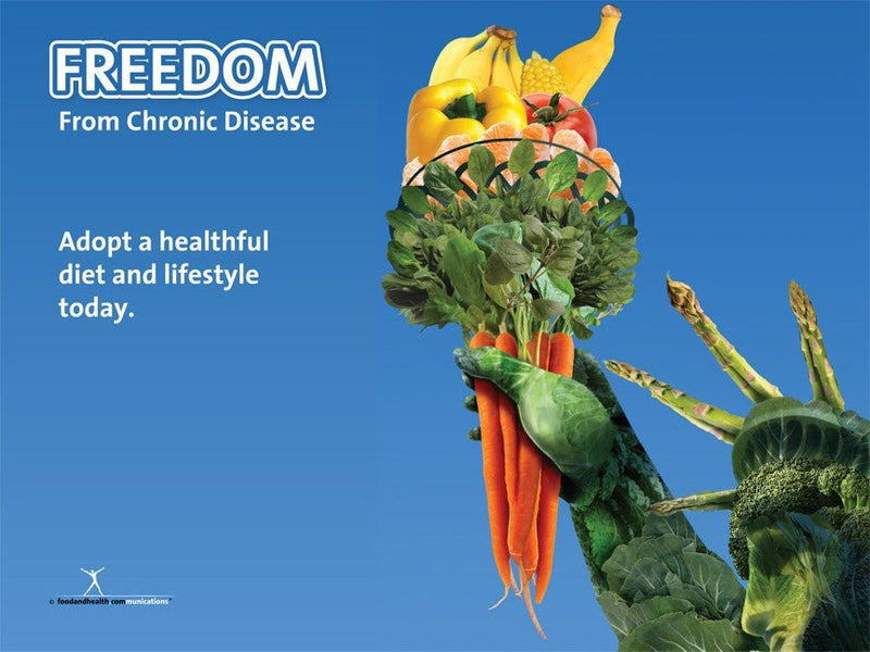 Freedom from Chronic Disease with Statue of Liberty 48" X 36" Vinyl - Nutrition Education Store
