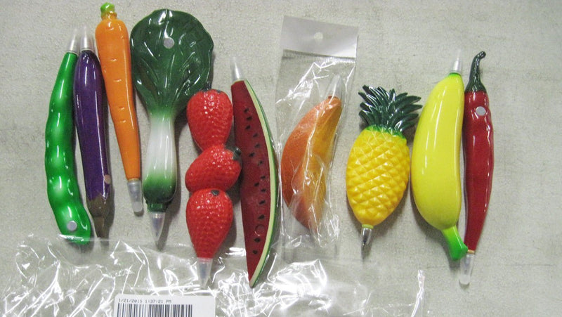Fruit and Vegetable Shaped Pens - Pack of 10 - Nutrition Education Store