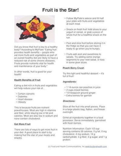 Fruit Star Poster Handouts Download PDF - Nutrition Education Store