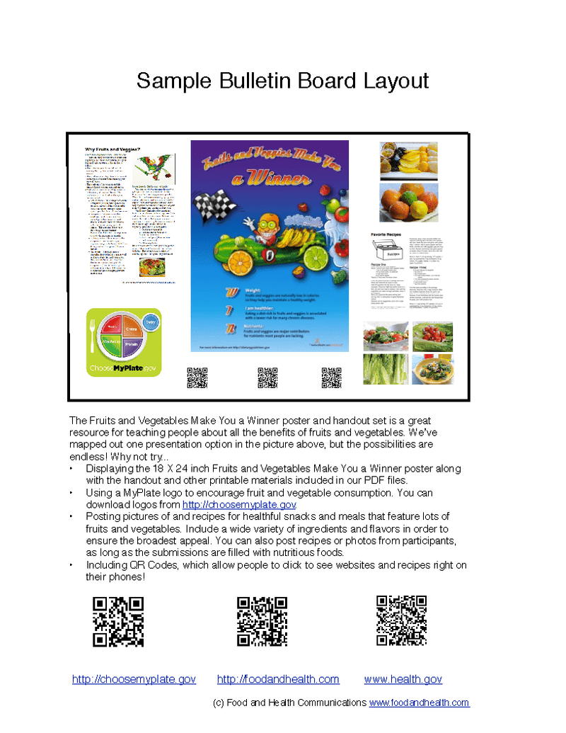 Fruits and Veggies Make You a Winner Poster Handouts Download PDF - Nutrition Education Store