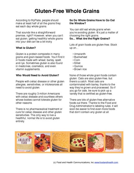 Gluten-Free Poster Handout Download PDF - Nutrition Education Store