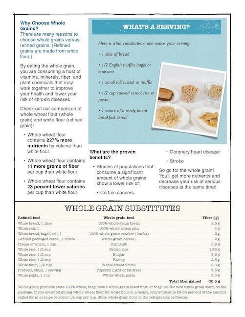 Go for the Whole Grain Color Handout Tearpad - Nutrition Education Store