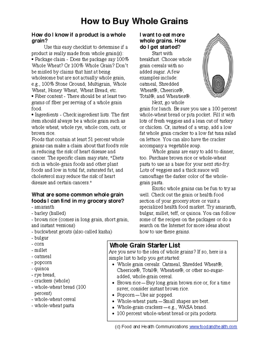 Grains Are For Brains Poster - Nutrition Education Store