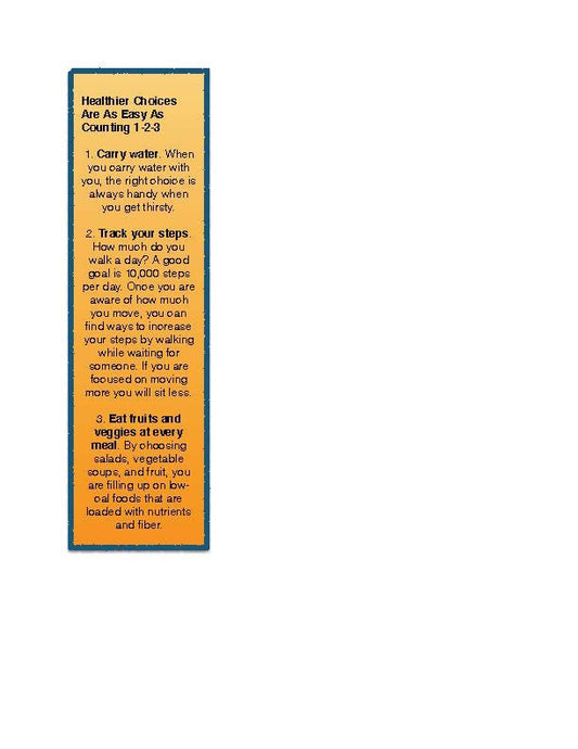 Healthier Choices 1-2-3 Bookmark 2" X 7" Pack of 50 - Nutrition Education Store