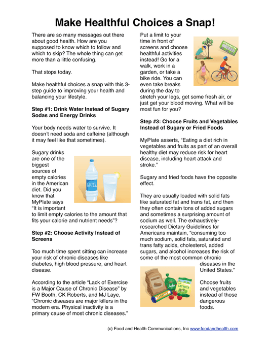 Healthier Choices 123 Poster 18X 24 Laminated - Health Poster - Nutrition Education Store