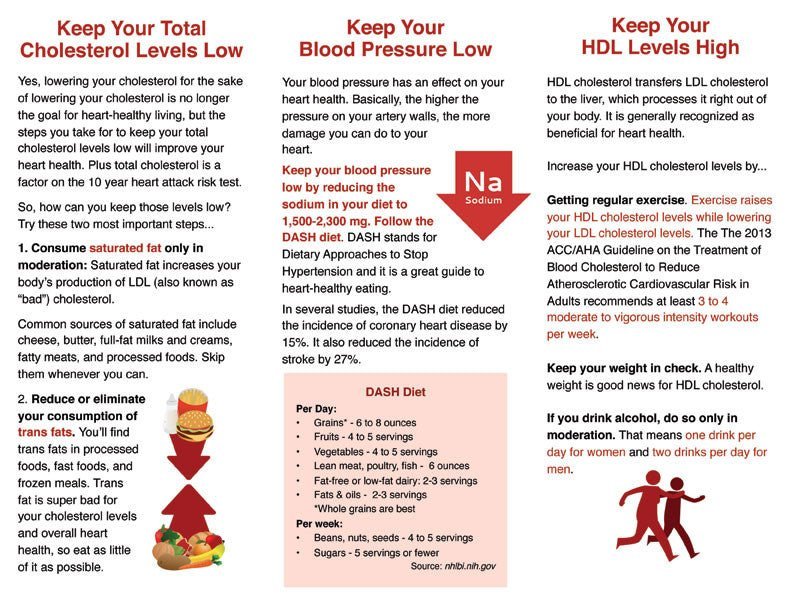 Heart Brochure - Lower Your Heart Attack Risk Score - Packet of 25 - Nutrition Education Store
