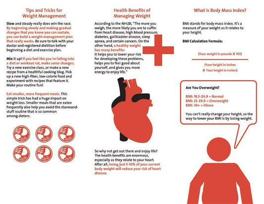 Heart Health Brochure -- BMI and Weight Management - Packet of 25 - Nutrition Education Store