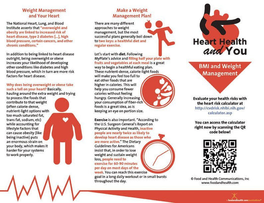 Heart Health Brochure -- BMI and Weight Management - Packet of 25 - Nutrition Education Store