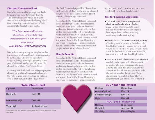 Heart Health Brochure -- Lower Your Cholesterol - Packet of 25 - Nutrition Education Store