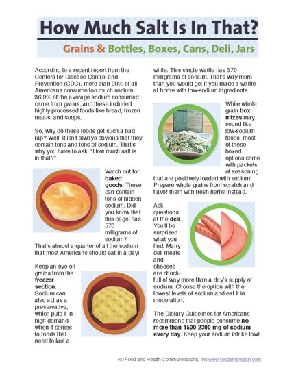 How Much Salt Is In That? Grains Poster 12x18 - Nutrition Education Store