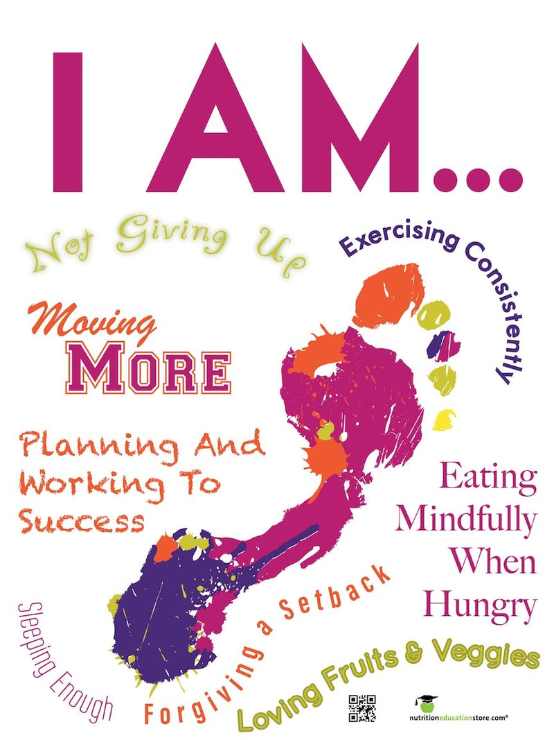I Am - Motivational Health Poster - 18" x 24" Laminated Poster - Nutrition Education Store