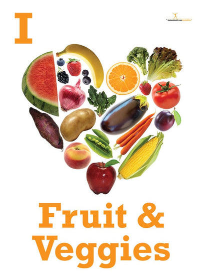 I Heart Fruits and Vegetables Poster - Nutrition Poster - Motivational Poster - Nutrition Education Store