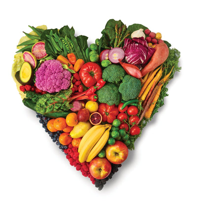 I Heart Fruits and Veggies Poster - Photo Heart - NEW - 18" x 24" Laminated Food Art Nutrition Health Poster - Nutrition Education Store