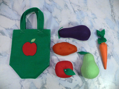 Kids Fruit and Vegetable Activity Set - Felt Vegetable Shopping Set - Nutrition Education Store