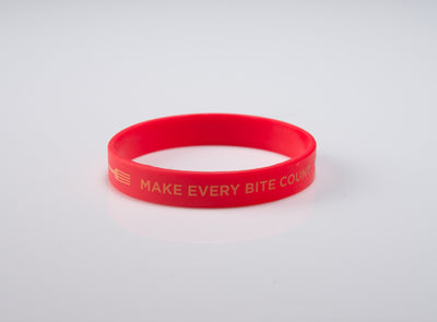 Make Every Bite Count Wristband 8" Adult - 20 pack - with forks - Nutrition Education Store