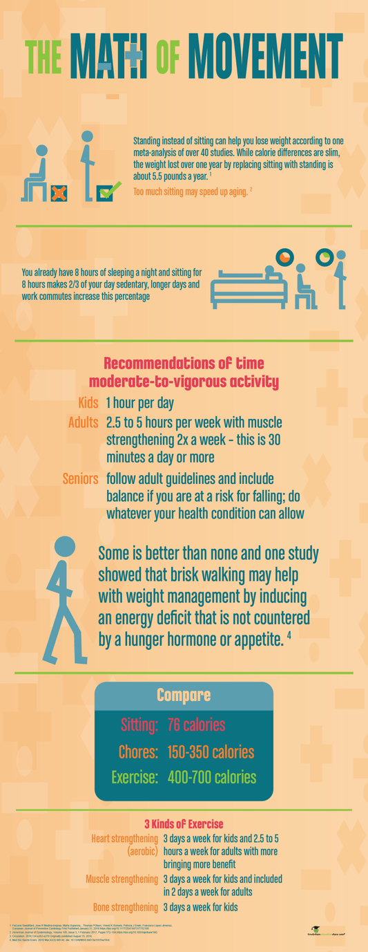 Math of Movement 24" x 62" Banner and Banner Stand - Exercise Banner - Health Fair Banner - Nutrition Education Store
