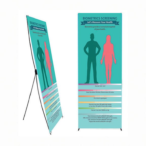 Measuring Your Biometrics - 24" x 62" Banner and Banner Stand - Health Fair Banner - Nutrition Education Store