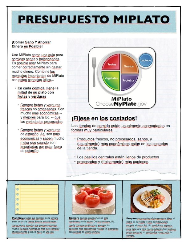MyPlate On a Budget Spanish Tearpad - Nutrition Education Store