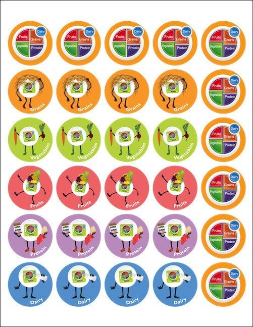 MyPlate Stickers Kids School - 90 stickers - Nutrition Education Store