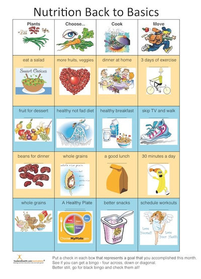 Nutrition Bingo Color Handout Tearpad - Nutrition Education Store
