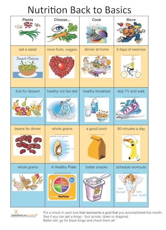 Nutrition Bingo Color Handout Tearpad - Nutrition Education Store