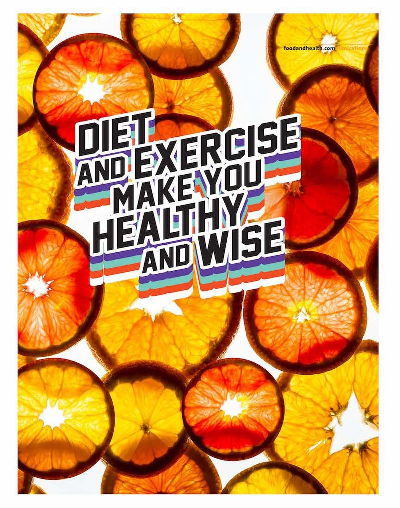 Orange Coins: Diet and Exercise Make You Healthy and Wise 18" x 24" Laminated Nutrition Poster - Motivational Poster - Nutrition Education Store