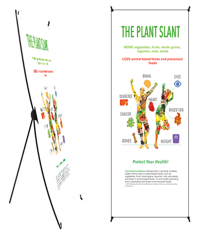 Plant Slant Vinyl Health Fair Banner 24" x 62" On Stand - Nutrition Education Store