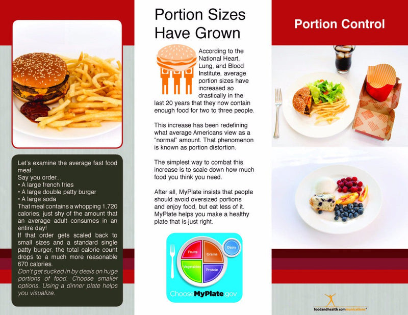 Portion Control 25 Brochures - Nutrition Education Store
