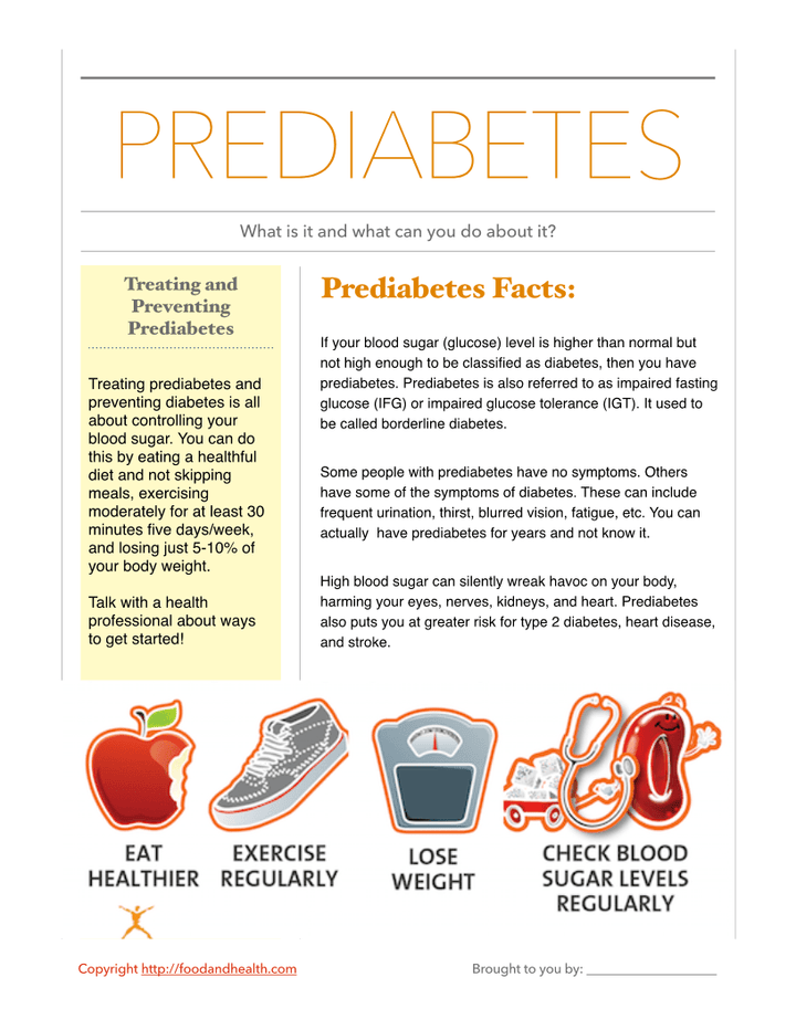 Prediabetes Poster - Nutrition Education Store for Free Printable Patient Education Handouts