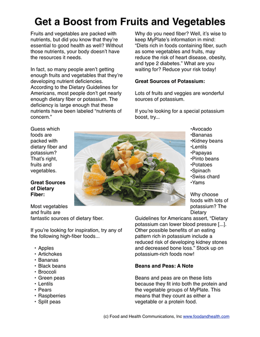 Rise Up To Health With Fruits and Vegetables Poster 12X18 - Nutrition Education Store