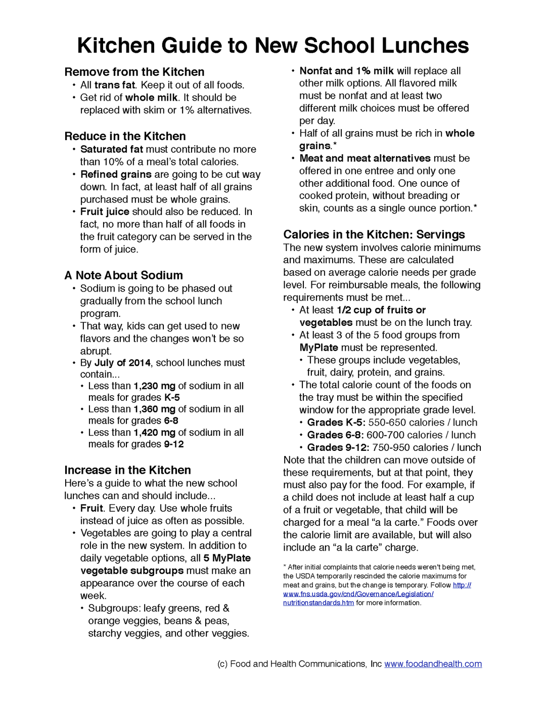 School Lunch Guidelines Poster