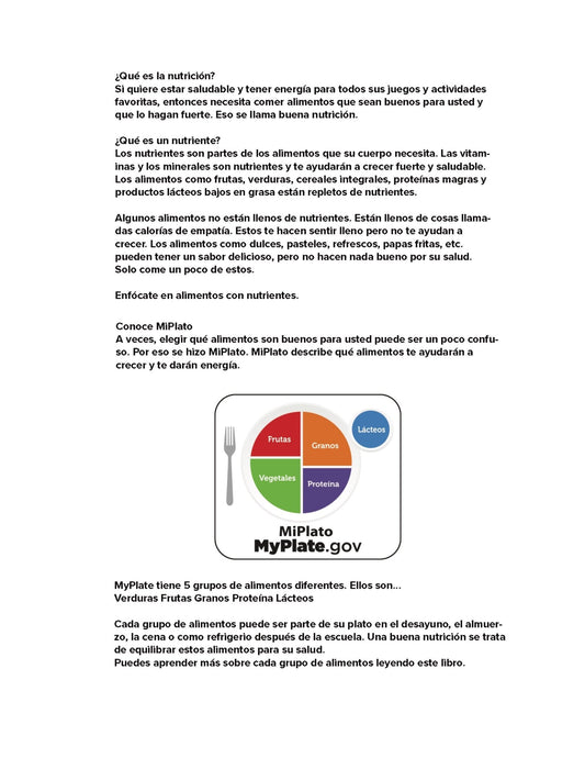 Spanish Elementary Workbook PDF - MiPlato - Download Printable PDF - Nutrition Education Store