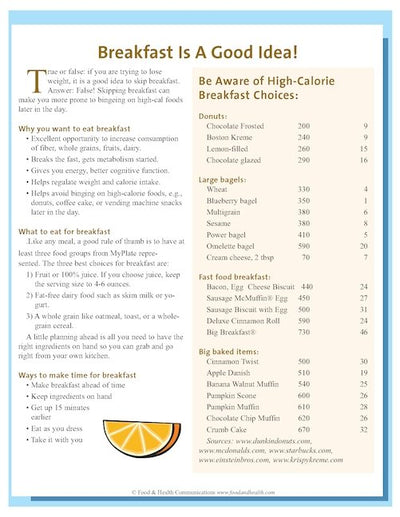 Start Your Day with Breakfast Color Handout Download - Nutrition Education Store