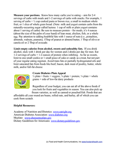 The Way to Eat with Diabetes Poster Handouts Download PDF - Nutrition Education Store