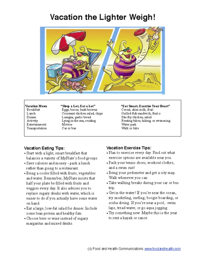 Vacation Light Poster Handouts Download PDF - Nutrition Education Store