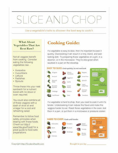 Vegetable Poster Handout - Chopping, Slicing, Cooking - Nutrition Education Store