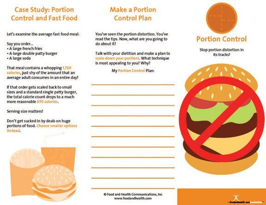 Weight Management Brochure Portion Control 25 Brochures - Nutrition Education Store